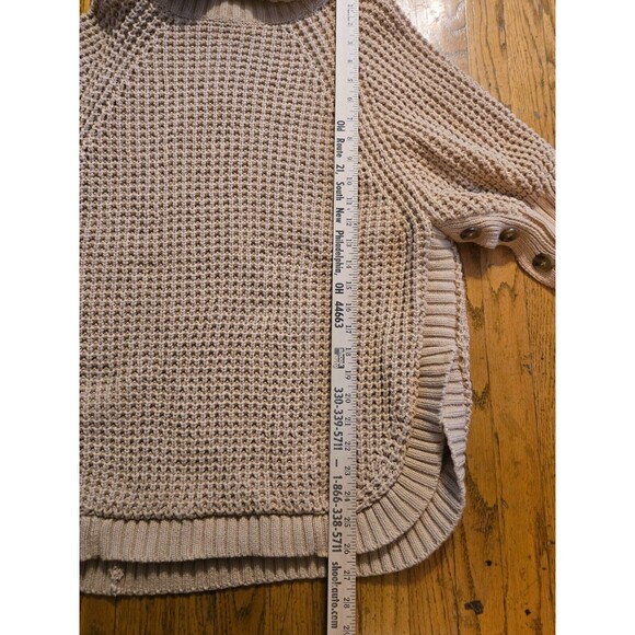 J Crew Sandy Beach Turtleneck Cotton Poncho Sweater L/XL Minimalist - Picture 10 of 10